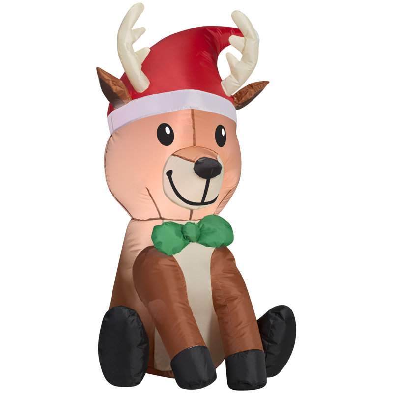 Gemmy Industries Airblown Outdoor Reindeer with Hat Christmas Inflatable & Reviews Wayfair